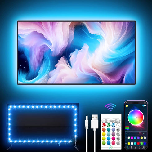 GIPOYENT TV LED Backlights, Music Sync LED Light for 60-85 Inch TV, Bluetooth Function RGB Color Changing Light Strip