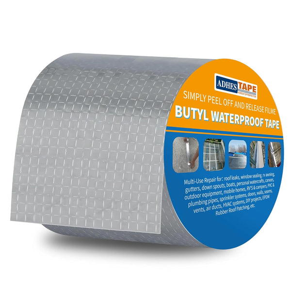 ADHES Butyl Tape Waterproof, 4 inch x 16 feet, Aluminum Foil Tape for RV Repair, Window, Boat and Pipe Sealing