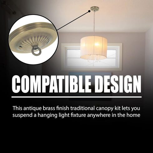 Ciata 5 Inch 50 Lighting Canopy Kit with Hook, Mounting Hardware for Chandelier, Ceiling Fan, Swag Light Fixture