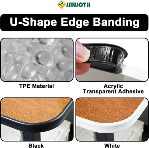 U-Shape Veneer Edge Banding, 16.4 Ft Self Adhesive Trim, Flexible TPE Edge & Corner Protector for Countertop (1.0 in,