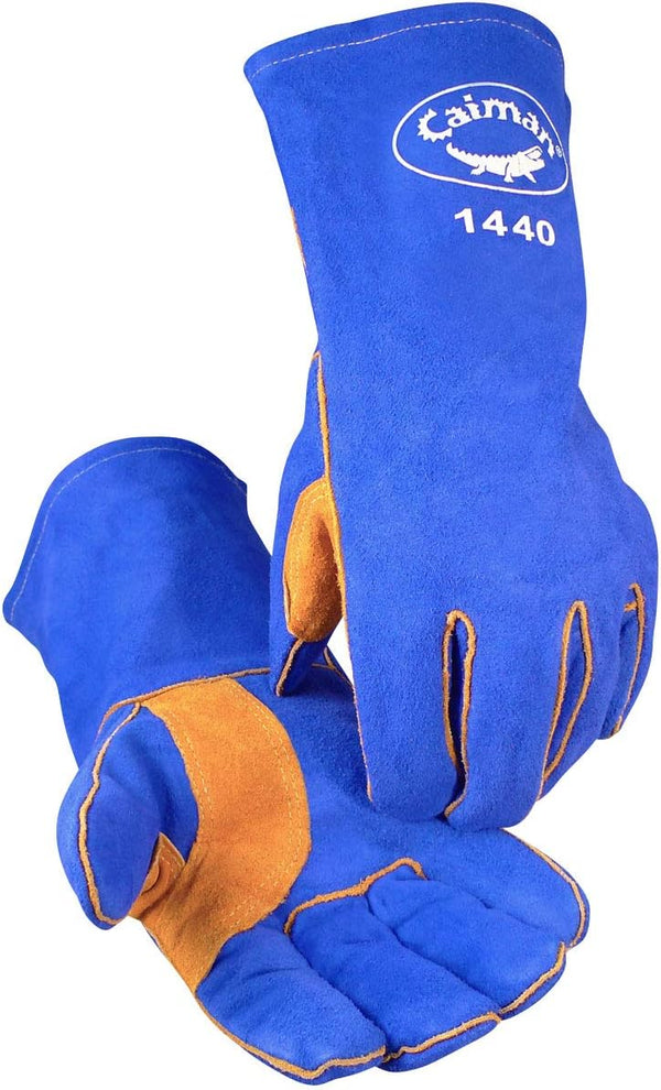 Caiman Premium Split Cowhide Leather Welding Gloves, Aerofoam Lining, DuPont Kevlar Stitching, Large
