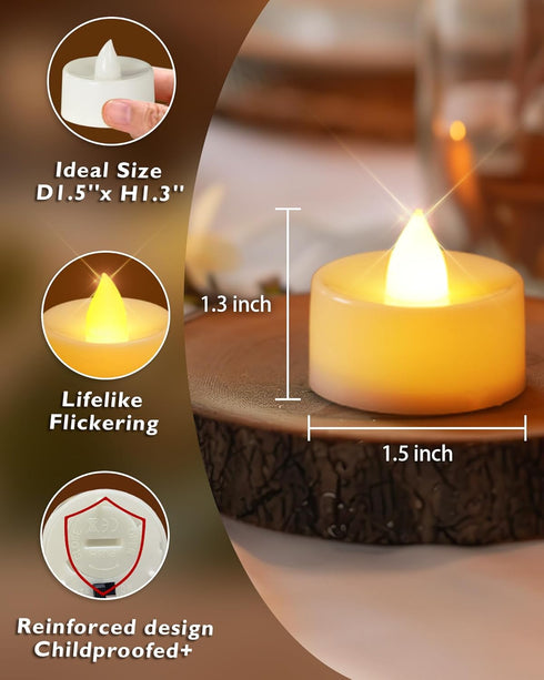 100-Pack 200+Hour Homemory Flameless LED Tea Lights Candles Battery Operated, Fake Electric Candles TeaLights