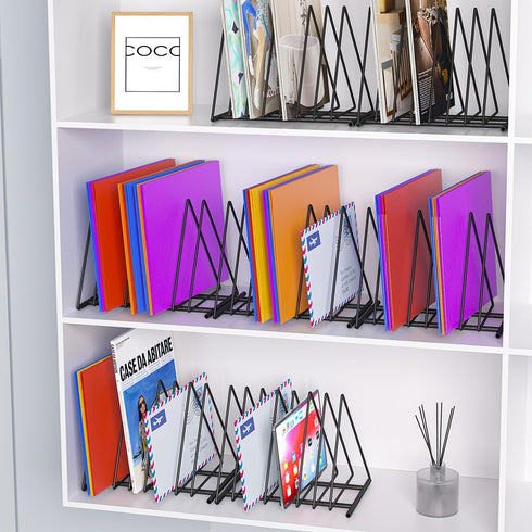 Fun storage 7 Triangle Desk File Organizer, Slots Metal File Sorter Magazine Holder Document Rack,Desktop Bookshelf
