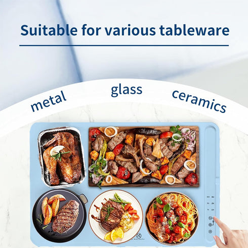 Ruyyi 3 4 Settings,Waterproof 60x40CM) Fast Heating Warming Mat for Food with Temperature and Timer Fexible Silicone