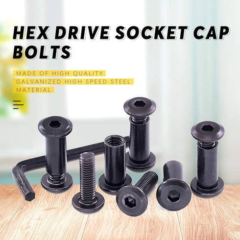 Swpeet 25Pcs M6x20mm Carbon Steel Black Hex Drive Socket Cap Bolts with 1Pcs Allen Wrench Assortment Kit
