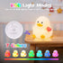 Greprety 3-Level Duck Night Light Squishy Silicone Nursery Breastfeeding Nightlight with Timer Warm White & RGB Color