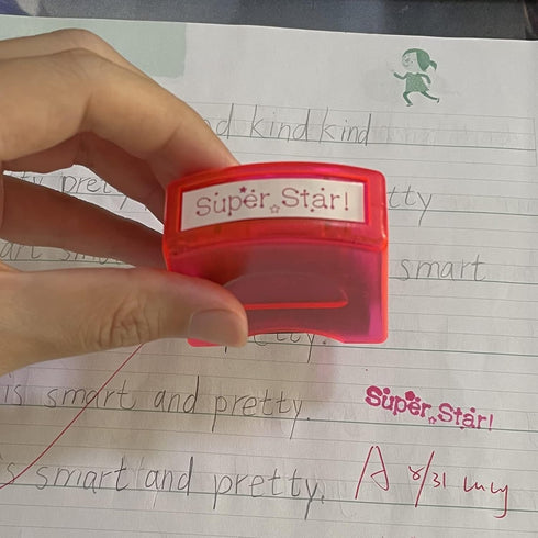 Best Teacher Kit, Elementary School Supplies, Teacher Stamps Self-Inking for Classroom with Stamp Tray