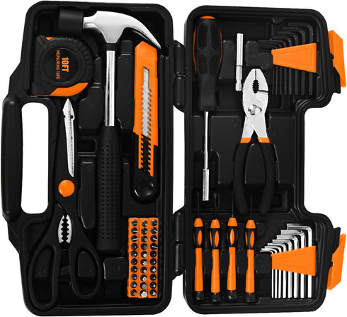 58-Piece Set, Toolbox Tool Kit Basic Home Repair Tool General Household Hand Tool Kit,Small Tool Kit with Plastic Mini