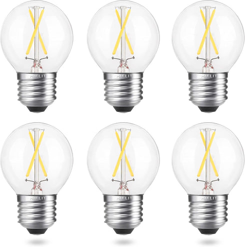 E26 LED Globe Bulb Dimmable, 2W (25-Watt Equivalent), Natural White 4000K, A15/A50 LED Edison Light Bulbs, 6-Pack