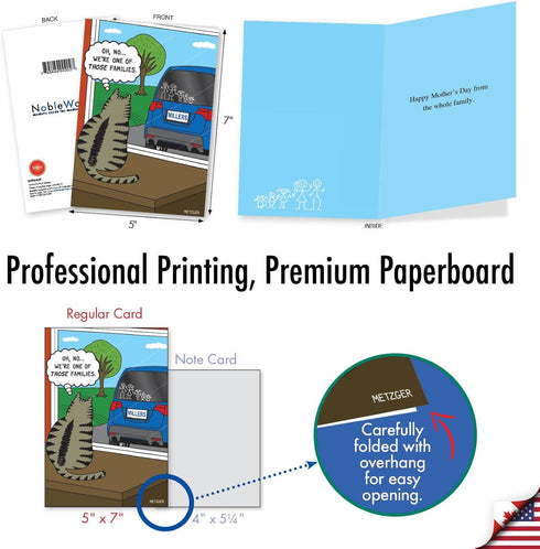 NobleWorks - 1 Happy Mother's Day Card, Funny Cartoon Humor, Mom Greetings with Envelope, Those Families 0202