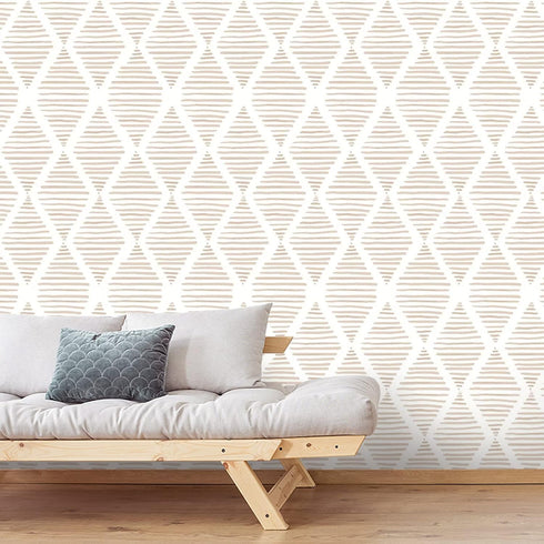 Yun-aeon 17.7" X 120" White and Beige Stripe Peel and Stick Wallpaper for Bedroom Drawers Cabinets Decor