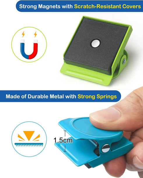 VICNOVA 24 Pieces Heavy Duty Magnetic Clips, Metal Chip Clips for Fridge, Whiteboard, Locker, Classroom Organization