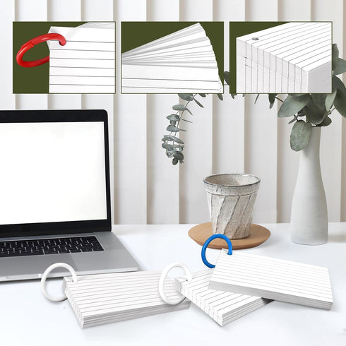 600 3 5 Inches PCS White Index Cards Ruled, x Flash Cards with Ring, Note Cards Study Cards for School Learning