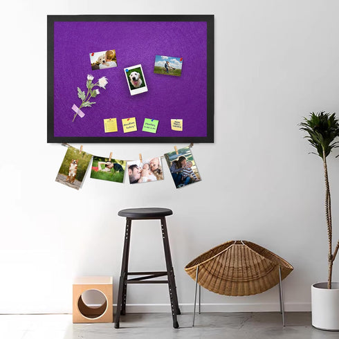 Purple Bulletin Boards Cork Board with Felt, 17"x13" Small Display Pin Board for Walls, Jewelry, Notes, Photos