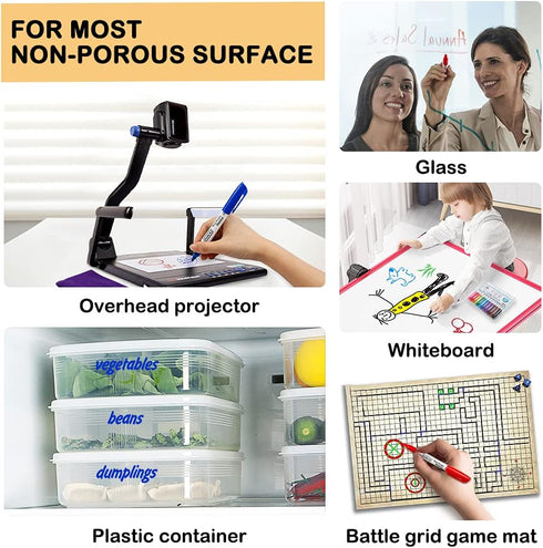 Shuttle Art Wet Erase Markers, 15 Pack Black 1mm Fine Tip, Smudge-Free for Laminated Calendars and Whiteboards