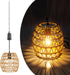 Larekook 6 Hours Timer Battery Operated Pendant Light with Warm White Bulb,Seagrass