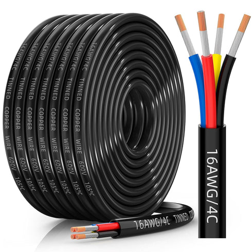 CONEPY 16 Gauge Wire 4 Conductor Electrical Wire, 16 AWG Tinned Copper