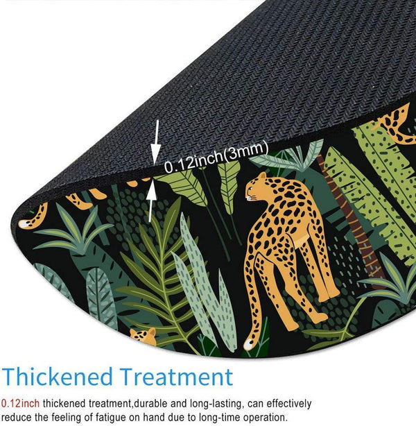 Leopard Round Mousepad, Tropical Leaves Office Decor for Women and Men, Desk Accessories