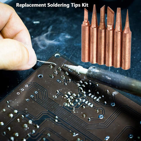 Yakamoz 12Pcs Soldering Tips Kit 900M Lead-Free Copper Solder Iron Tip Replacement Accessories for Solder Station