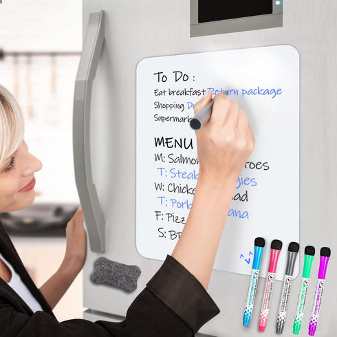 INMORVEN Small White Board - Dry Erase Menu Planner, Magnetic Whiteboard for Fridge with Markers and Eraser