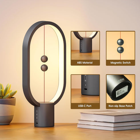 Dimmer,Nightstand Lamp,3 Table Lamp for Bedroom - Balance Lamp,Bedside Lamp with Touch Level Brightness Rechargered