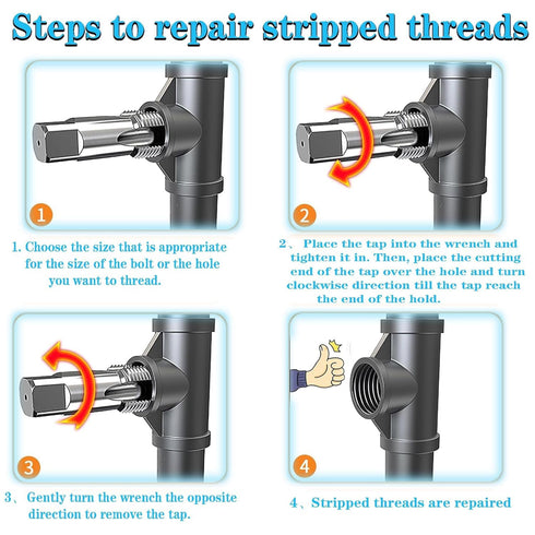 YUENTOEN 5 Piece NPT Pipe Tap Set, NPT Thread Forming Taps, GCR15 Drill Bits for Cleaning, Sizes 3/4", 1/2", 3/8",