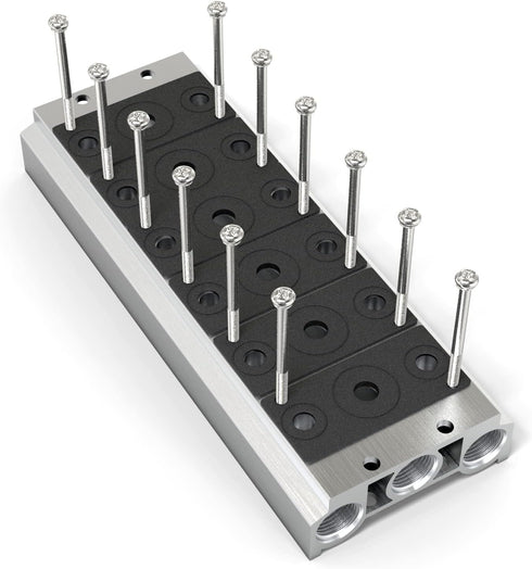 TAILONZ PNEUMATIC 200M 6-Position Manifold 4V210-08, 1/4 Inch Solenoid Valve Base with Accessories