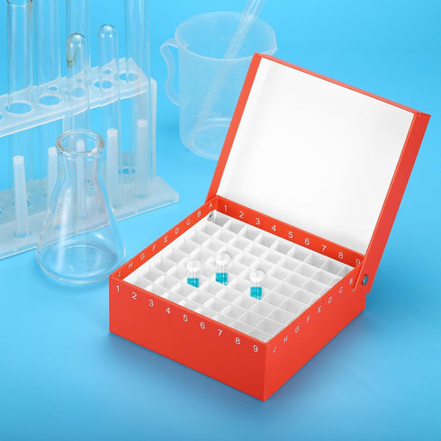 PATIKIL Cardboard Freezer Box, 2Pcs 81 Places Tube Rack for 1.5/1.8/2.0ml Micro Centrifuge Tubes