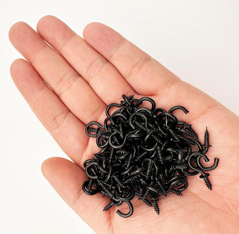 Small Black Ceiling Hooks 1/2'' Screw-in Light Hooks DIY Jewelry Hook (60 Pack)