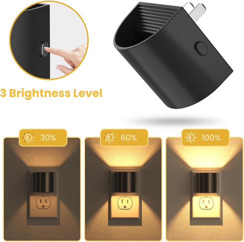2 Pack, 3-Level Dimmable Night Lights Plug into Wall, LED Night Light Soft Glow Night Lights with Dusk to Dawn Sensor