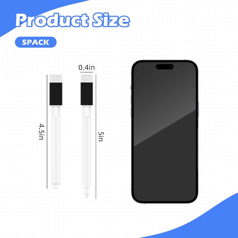5 (5) Pcs White Dry Erase Markers Magnetic Dry Erase Marker with Eraser Cap Mini Dry Erase Markers for Blackboard