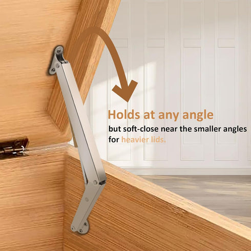 2 Pack 150N Toolbox | Gas Strut Spring Hinges for Heavy Lids to Keep Stay, Slow Down and Soft Close, Hydraulic Hinges