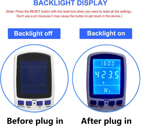 Upgraded Watt Power Meter Plug, Home Electrical Usage Monitor, Energy Voltage Amps Tester with Backlight