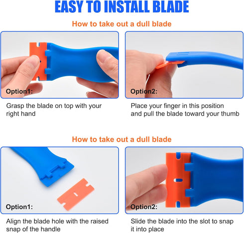 CADONO 4 120 Pcs Plastic Razor Blade Scraper and Pcs Blades, Remove Label Decal Tool,Forwithout Scratches Plastic Razor