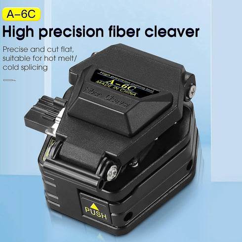 A-6C Optical Fiber Cleaver High precision stripping tool Fiber optic cable cutter 16 cutting points 48000 times Fiber cutting knife with Anti drop bag Suitable for hot melt and cold welding
