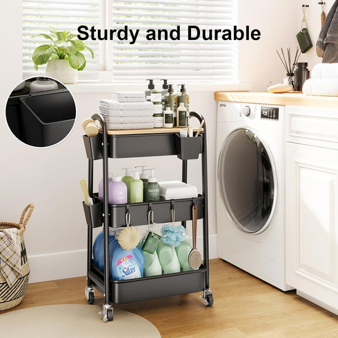 WBKATN 6 Pack 6 6 Rolling Cart Accessories, Black Plastic Hanging Cup Holder for Utility Storage Carts Organizer
