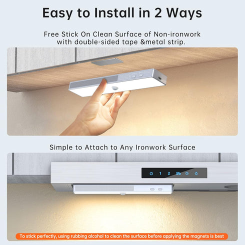 Closet 6 30LEDs 8'' Dimmer LED Light with Charging Station, Pcs Rechargeable Motion Sensor Under Cabinet Lighting