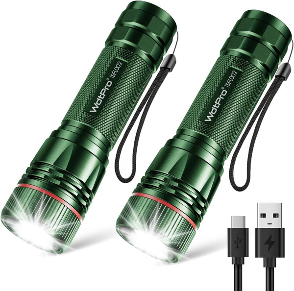 WdtPro Rechargeable Flashlights High Lumens, 2 Pack 10H Long Lasting Super Bright