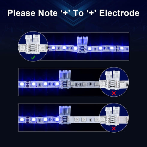 10PCS LED Strip Connectors, 4 Pin 10mm Connectors for LED Light Strips, RGB Strip Connector