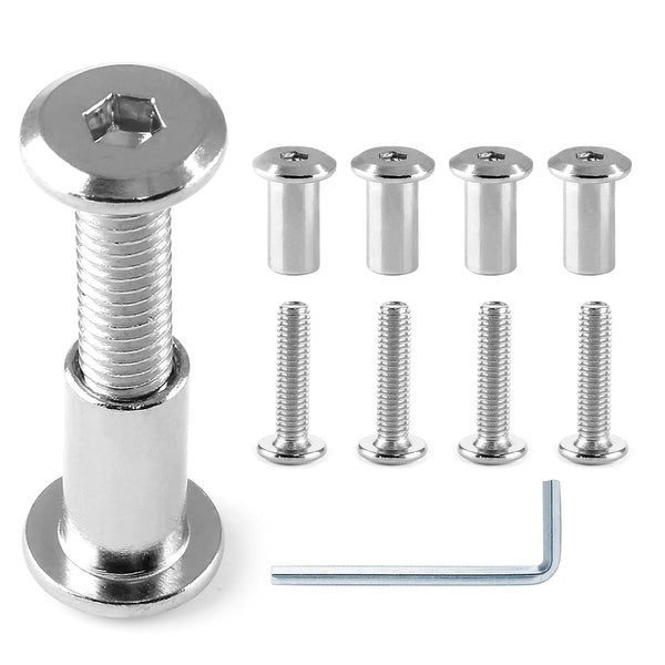 10 Pair (20 Piece) M6x25mm Hex Drive Socket Cap Bolt with Allen Wrench, Silver Furniture Connector Bolts for Crib