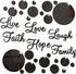 Zonon 3D Acrylic Mirror Wall Decor Stickers, 6 Word DIY Faith Live Laugh Hope Love - Black