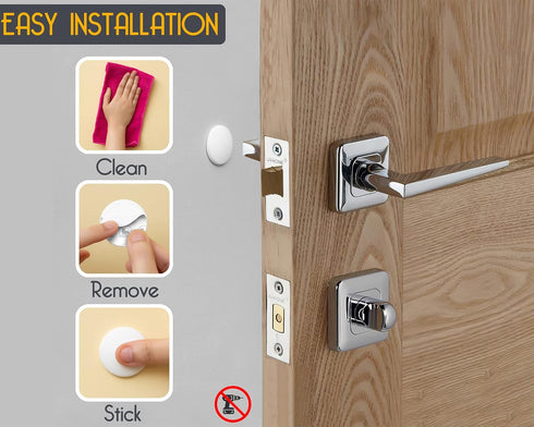 White Door Stoppers - Large 1.57" (12 PCS) - Shock Absorbent Silicone Wall Protectors for Door Knobs