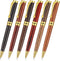 Yeaqee Luxury Wooden Ballpoint Pens, 1.0mm Black Ink, Elegant Writing Pens, Graduation Gift for Men Women (6 Pcs)