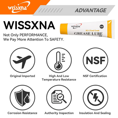 WISSXNA 10 (2 Silicone Grease, Food Grade Sanitary Lubricant, Machine Lube, Prevent Valves and O-Rings from Sticking
