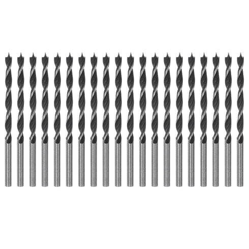 20pcs Brad Point Drill Bits, 3.5mm Dia Straight Round Shank for Softwood Hardwood Plywood Plastic Rubber, Black