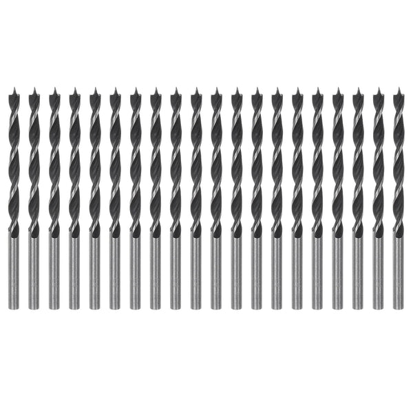 20pcs Brad Point Drill Bits, 3.5mm Dia Straight Round Shank for Softwood Hardwood Plywood Plastic Rubber, Black