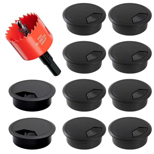 GA1FSL Desk Grommet & Cable Grommet 2 Inch (10 Pack) - Black Desk