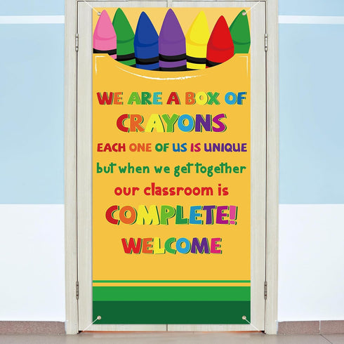 HunnmingRe Composition Notebook Crayon Classroom Decor First Day of School Door Cover Welcome