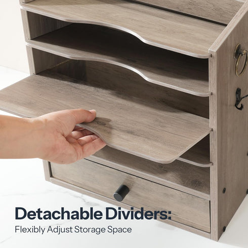 HOOBRO Wall File Organizer, Mail Organizer Wall Mounted, Wooden Literature Organizer with Drawer Storage