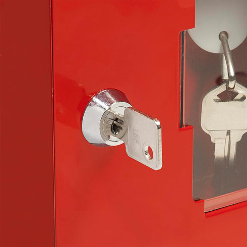 Barska Red Key Lock Breakable Glass Window Alarm with Attached Hammer for Emergency